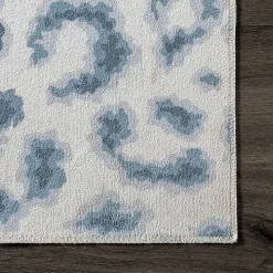 Blue Leopard Spots Washable Area Rug, 5x8
