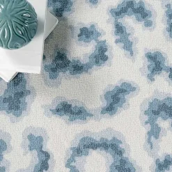 Blue Leopard Spots Washable Area Rug, 5x8