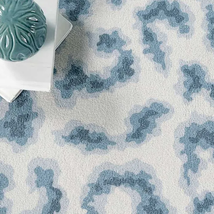 Blue Leopard Spots Washable Area Rug, 5x8