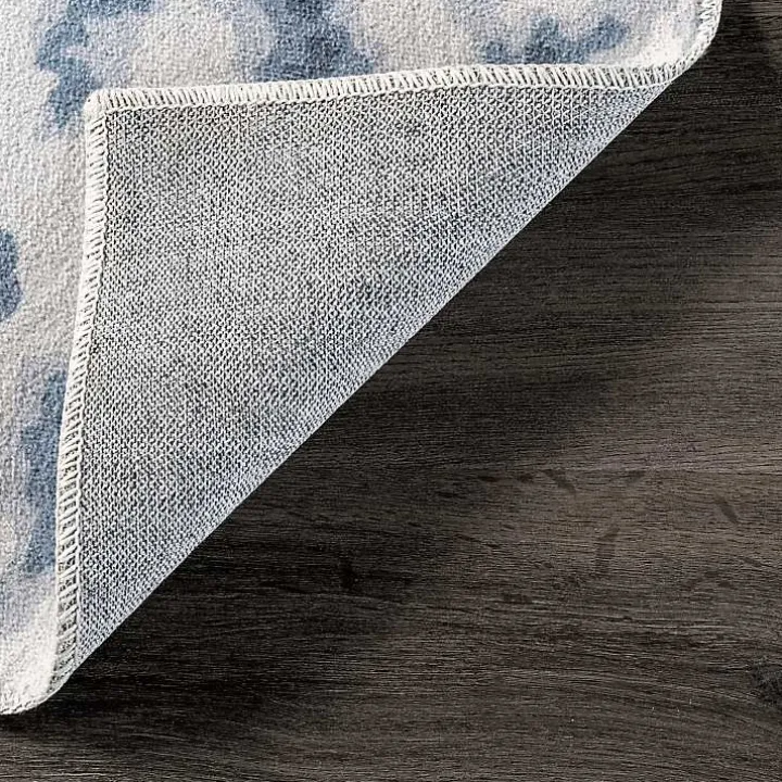 Blue Leopard Spots Washable Area Rug, 5x8