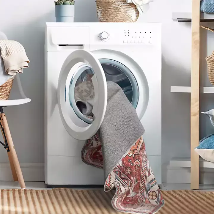 Blue Leopard Spots Washable Area Rug, 5x8