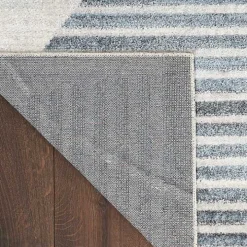 Blue Linear Geometric Washable Area Rug, 4x6