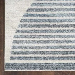 Blue Linear Geometric Washable Area Rug, 4x6