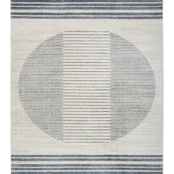 Blue Linear Sphere Washable Area Rug, 7x10