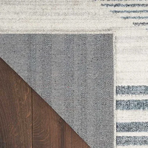 Blue Linear Sphere Washable Area Rug, 3x5