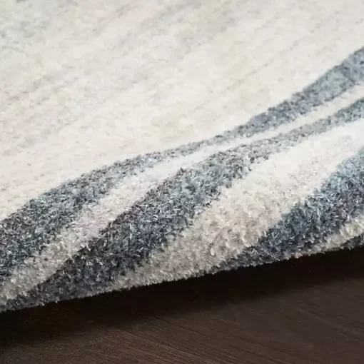 Blue Linear Sphere Washable Area Rug, 3x5
