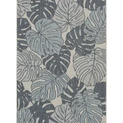 Blue Malibu Monstera Outdoor Area Rug, 7x9