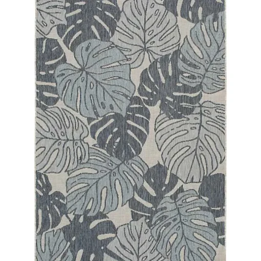 Blue Malibu Monstera Outdoor Area Rug, 7x9
