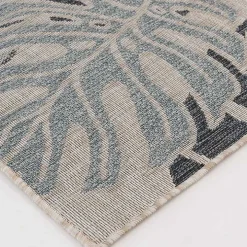 Blue Malibu Monstera Outdoor Area Rug, 7x9