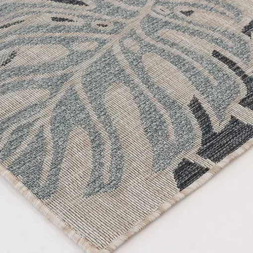 Blue Malibu Monstera Outdoor Area Rug, 7x9