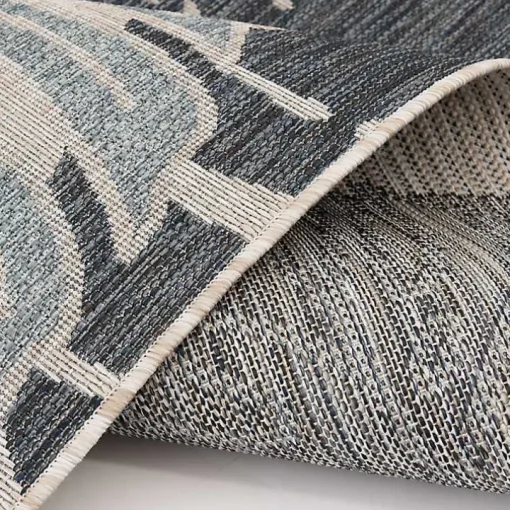 Blue Malibu Monstera Outdoor Area Rug, 7x9