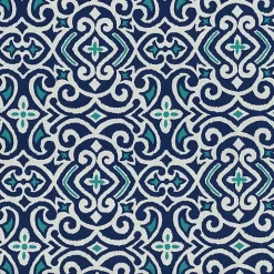 Blue Marine Damask Outdoor Settee Cushion