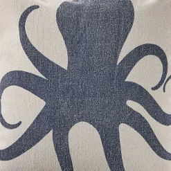 Blue Octopus Accent Pillow with Fringe