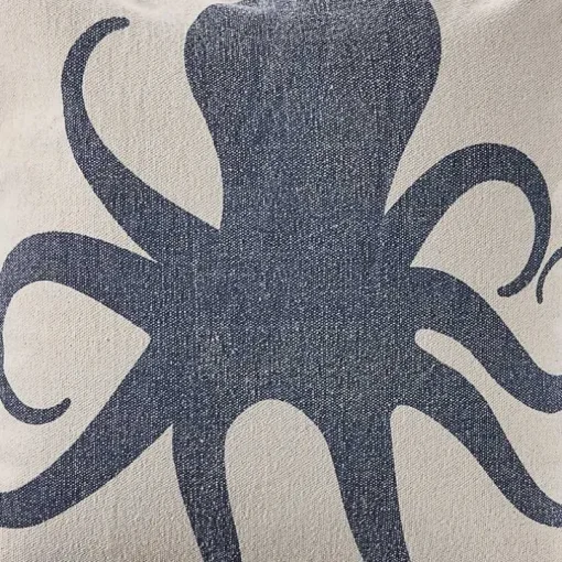 Blue Octopus Accent Pillow with Fringe