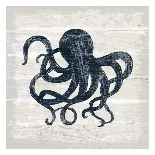 Blue Octopus Driftwood Canvas Art Print