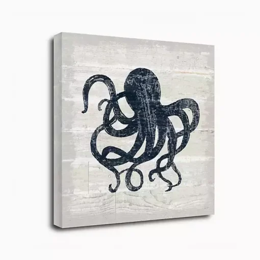 Blue Octopus Driftwood Canvas Art Print