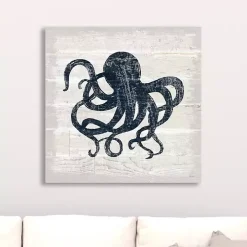 Blue Octopus Driftwood Canvas Art Print
