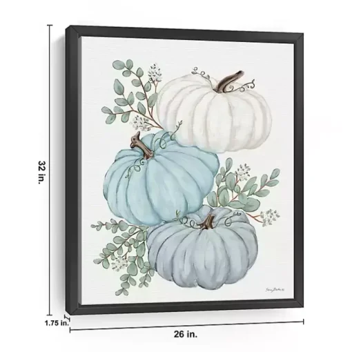 Blue Pumpkin Trio Framed Canvas Print, 26x32 in.