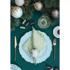 Blue Scalloped Beaded Rim Chargers, Set of 4