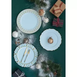 Blue Scalloped Beaded Rim Chargers, Set of 4