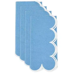 Blue Scalloped Edge Napkins, Set of 4