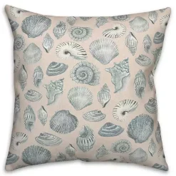 Blue Seashell Outdoor Throw Pillow