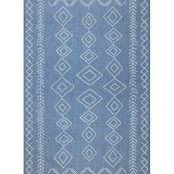 Blue Serna Tribal Outdoor Area Rug, 8x11