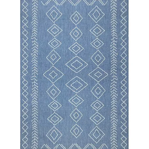 Blue Serna Tribal Outdoor Area Rug, 8x11