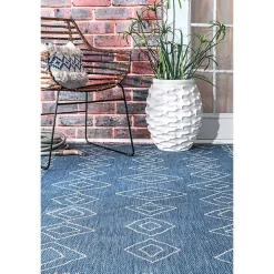 Blue Serna Tribal Outdoor Area Rug, 5x8