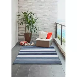 Blue Shades Striped Indoor/Outdoor Area Rug, 7x9