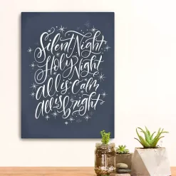 Blue Silent Night Christmas Wall Plaque