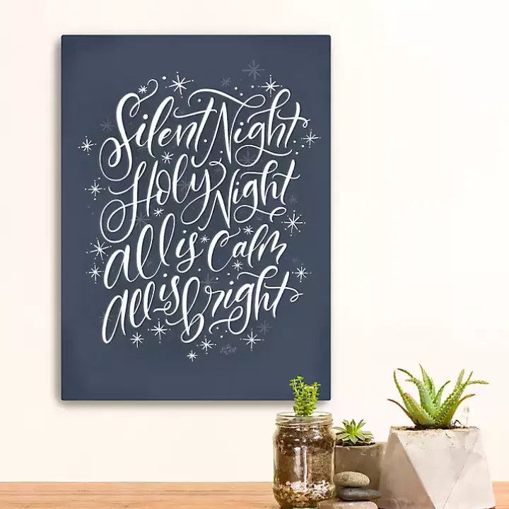 Blue Silent Night Christmas Wall Plaque