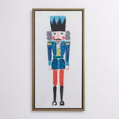 Blue Sketched Nutcracker Framed Canvas Art Print