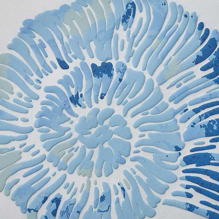 Blue Spiral Seashell Throw Pillow