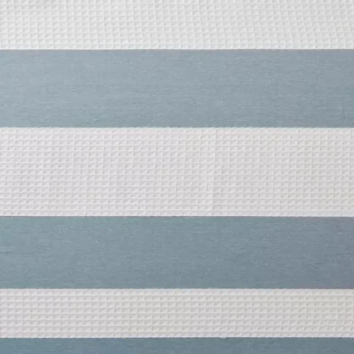 Blue Stripe Waffle Weave Shower Curtain