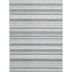 Blue Striped Lava Indoor/Outdoor Area Rug, 5x7