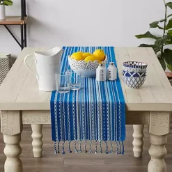 Blue Tonal Stripe Table Runner