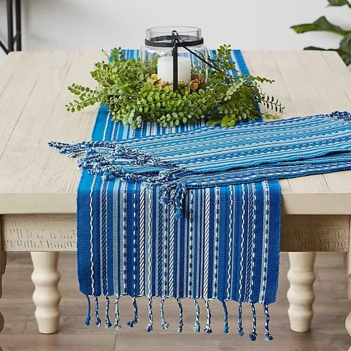 Blue Tonal Stripe Table Runner