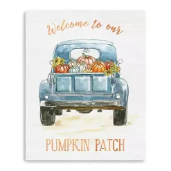 Blue Truck Pumpkin Patch Canvas Art Print