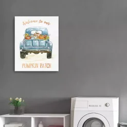 Blue Truck Pumpkin Patch Canvas Art Print