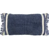 Blue Tufted Macrame Tassels Lumbar Pillow