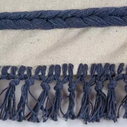 Blue Tufted Macrame Tassels Lumbar Pillow
