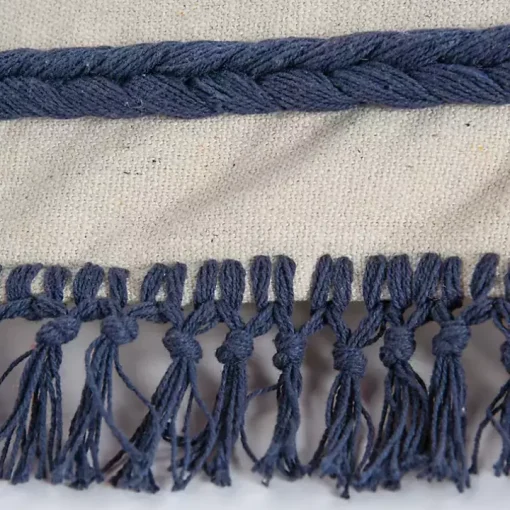 Blue Tufted Macrame Tassels Lumbar Pillow