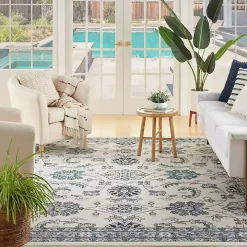 Blue Vintage Medallion Indoor/Outdoor Rug, 5x7