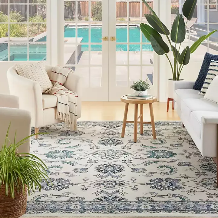 Blue Vintage Medallion Indoor/Outdoor Rug, 5x7