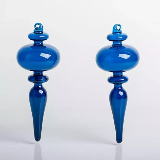 Blue Vintage Teardrop Glass Ornaments, Set of 2