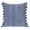 Blue Woven Pom Pom Pillow