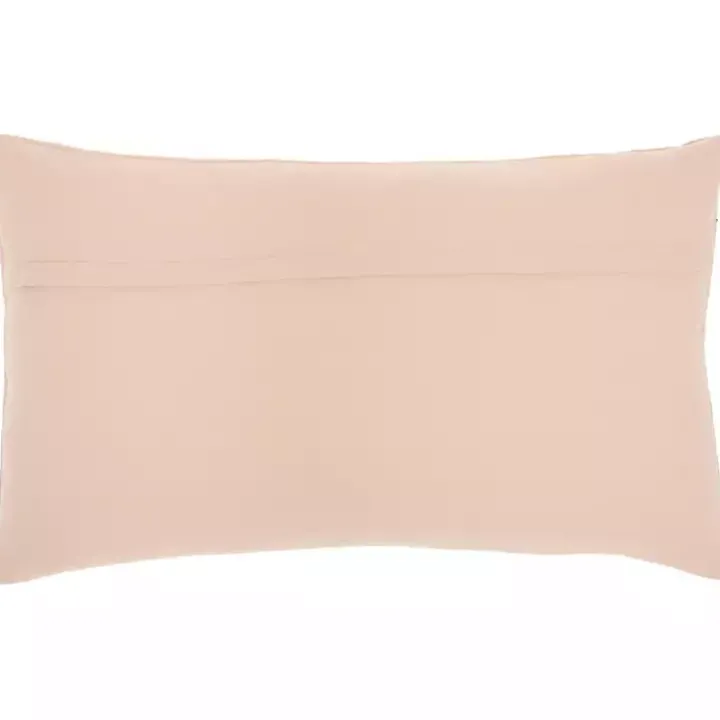 Blush Beaded Floral Motif Lumbar Pillow