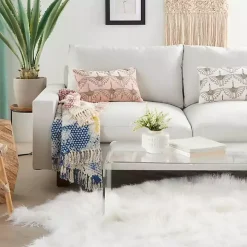 Blush Beaded Floral Motif Lumbar Pillow