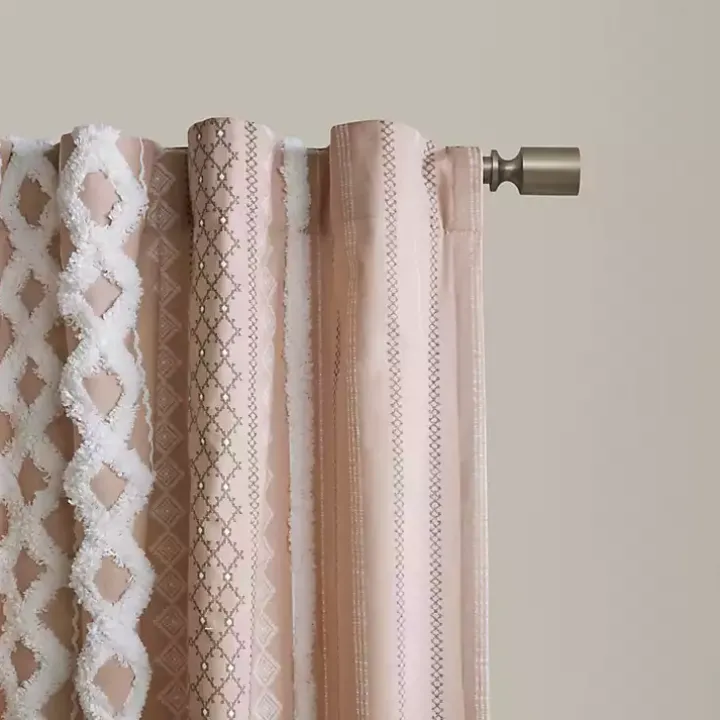 Blush Chenille Stripe Curtain Panel, 84 in.